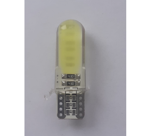 Светодиод W5W 12V W2.1х9.5d (2COBS,белый,в силиконе)"ДИАЛУЧ"_