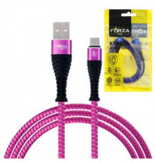 Кабель USB-Type-C спиральная тканная оплетка, 2А 1м  FORZA