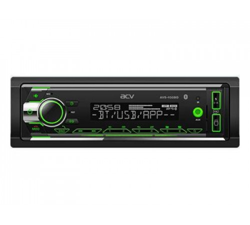 Автомагнитола ACV AVS-930BG (1din/зеленая/BT/2USB/AUX/SD/FM/3RCA/SUB/QC/4х50)