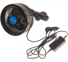 Вентилятор HX-203 16см (6) 12V (9W) диммер, на подголовник, с регулируемыми углами обдува black/blue