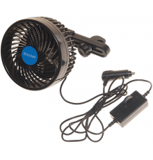 Вентилятор HX-203 16см (6) 12V (9W) диммер, на подголовник, с регулируемыми углами обдува black/blue