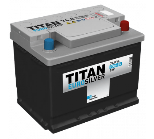 Аккумулятор TITAN EUROSILVER (6СТ-76) 700 мАч, R+ (276 х 175 х 190)_