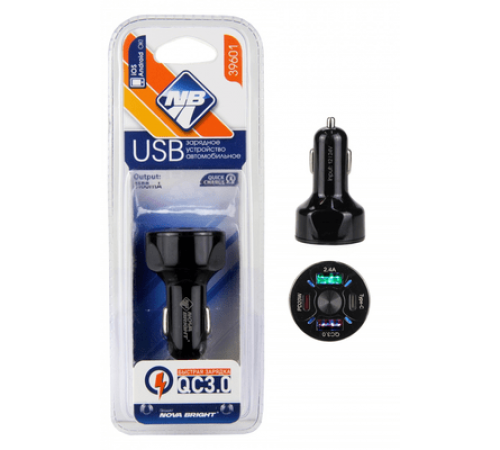 Зарядное устройство Nova Bright для моб.устройств, 2 USB порта + 2 Type-C, QC3.0 (функция быстрой за