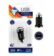 Зарядное устройство Nova Brigh  для моб.устройств, USB-порт+Type-C, 2400мА, LED индикатор, 12/24В