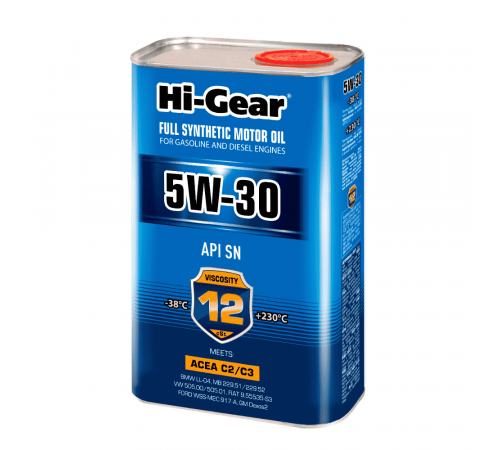 Масло моторное синтетическое 5W30 SN  ACEA С2/С3 1л Hi-Gear ЧЗ