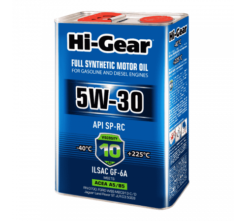 Масло моторное синтетическое 5W30 SP-RC ACEA A5/B5 4л Hi-Gear ЧЗ