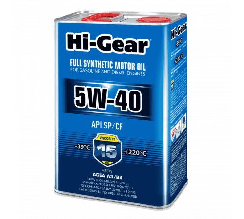Масло моторное синтетическое 5W40 SP/CF 4л Hi-Gear ЧЗ