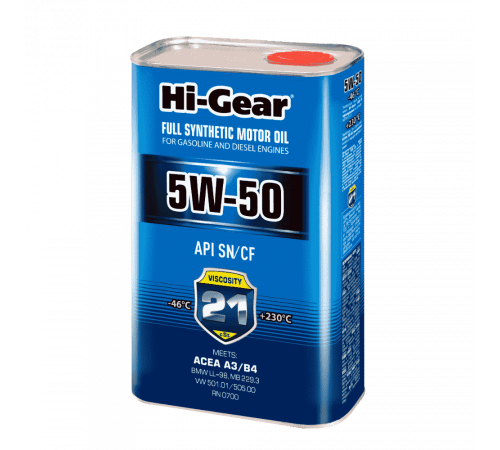 Масло моторное синтетическое 5W50 SM/CF 1л Hi-Gear ЧЗ