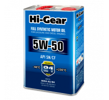 Масло моторное синтетическое 5W50 SN/CF 4л Hi-Gear ЧЗ