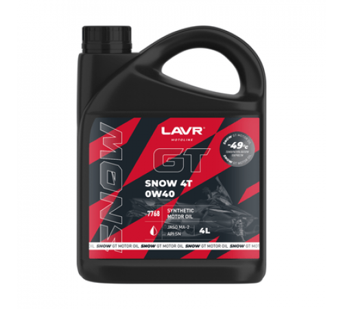 Масло моторное GT Snow 4T 0W40 SN 4 л. LAVR MOTO ЧЗ