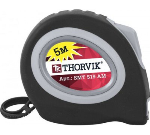 Рулетка с магнитным захватом и автостопом, в обрезиненном корпусе, 5 м / THORVIK