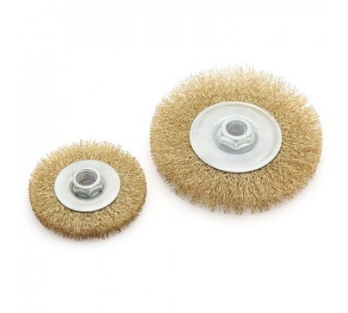 Щетка метал. для УШМ плоская проволочная с резьбой М14 100мм ДТ