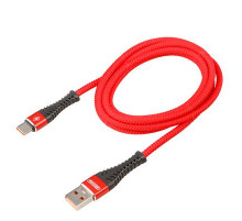 Кабель USB - Type-C 15W 3A SKYWAY в мягкой оплетке красный 1,5м