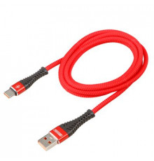 Кабель USB - Type-C 15W 3A SKYWAY в мягкой оплетке красный 1,5м