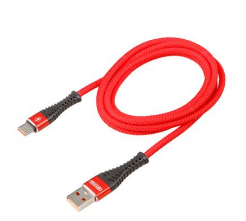 Кабель USB - Type-C 15W 3A SKYWAY в мягкой оплетке красный 1,5м