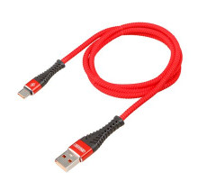 Кабель USB - Type-C 15W 3A SKYWAY в мягкой оплетке красный 1м