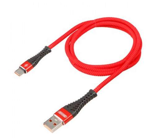 Кабель USB - Type-C 15W 3A SKYWAY в мягкой оплетке красный 1м