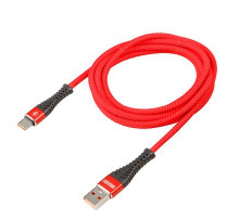 Кабель USB - Type-C 15W 3A SKYWAY в мягкой оплетке красный 2м