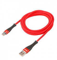 Кабель USB - Type-C 15W 3A SKYWAY в мягкой оплетке красный 2м