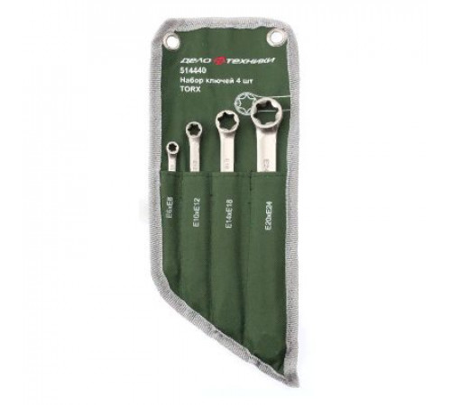 Набор ключей накидных TORX 4пр (Е6хЕ8,Е10хЕ12,Е14хЕ18,Е20хЕ24), тетрон. сумка ДТ