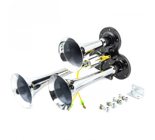 Сигнал пневматический 3-рожковый 24В хром 165/230/300MM TOPAUTO