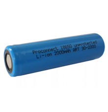 Аккумулятор Li-ion 18650, 3,7В, 2000мАч, без платы защиты, плоский контакт болл пакет  PROconnect