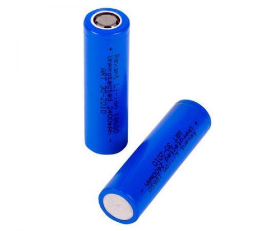 Аккумулятор Li-ion 18650, 3,7В, 2400мАч, без платы защиты, плоский контакт REXANT