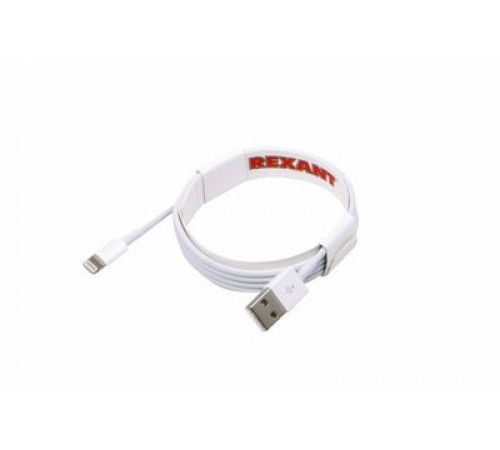 Кабель USB-Lightning для iPhone PVC/white/1m/REXANT/ ОРИГИНАЛ (чип MFI)