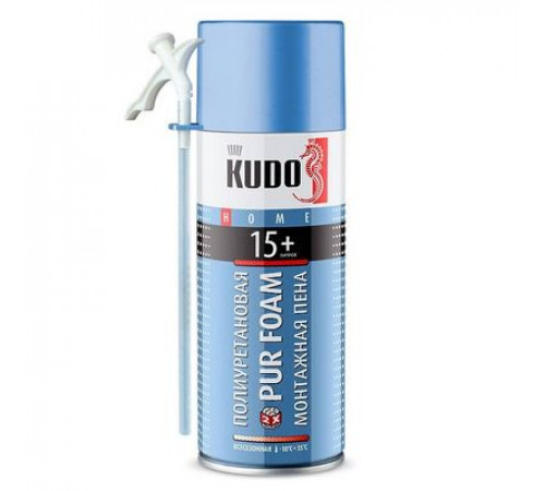 Пена полиуретановая монтажная KUDO PUR FOAM 15+, бытовая, всесезонная, выход до 15 л., 520 мл~ ~