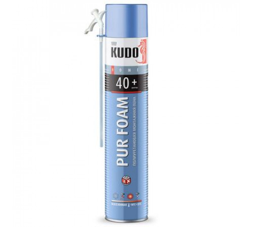 Пена полиуретановая монтажная KUDO PUR FOAM 40+, всесезонная, выход до 40 л., 1000 мл ~