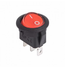 Выключатель-клавиша круглый 12V 20А (3с) ON-OFF красный  с подсветкой  REXANT