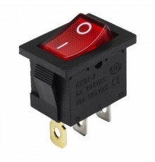 Выключатель-клавиша 24V 15А (3с) ON-OFF красный с подсветкой  Mini  REXANT