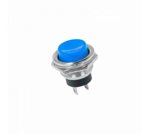Выключатель-кнопка  металл 250V 2А (2с) ON-OFF  Ø16.2  синяя  REXANT