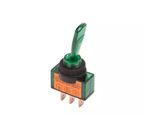 Тумблер 12V 20А (3c) ON-OFF однополюсный  с зеленой подсветкой  REXANT