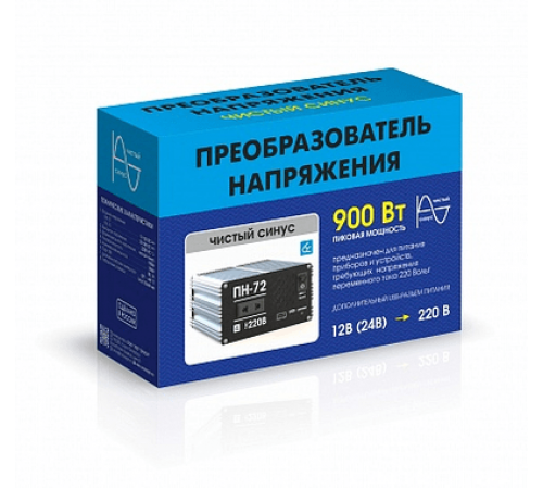 Преобразователь напряжения Вымпел ПН-72 (12-220В, чистый синус, 900 Вт) +выход под USB