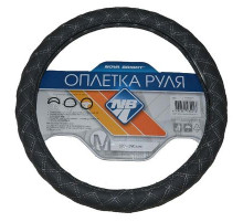 Оплетка на руль Nova Bright-fusion М экокожа,серая с серой строчкой