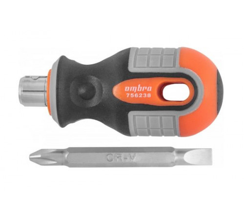 Отвертка комб. двусторонняя ROUND GRIP, РН2,SL6x38 мм / OMBRA