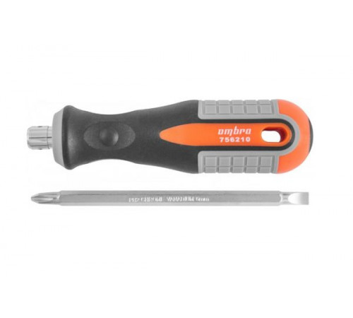Отвертка комб. двусторонняя ROUND GRIP, РН2,SL6x100 мм / OMBRA