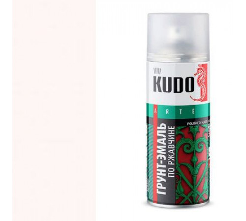 Грунт-эмаль по ржавчине сигнальная белая KUDO аэрозоль 520мл.