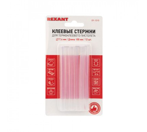 Стержни клеевые REXANT Ø 7 мм, 100 мм, прозрачные (12 шт./уп.) (блистер)