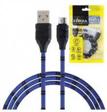Кабель USB-Type-C оплетка тканная в полоску, 2А, 100см,пластик, 3 цвета FORZA