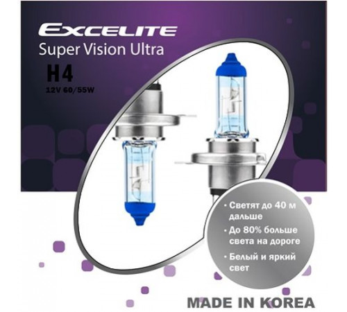 Лампы H4 12V 60/55W P43t Super Vision Ultra Excelite к-т Ю.Корея