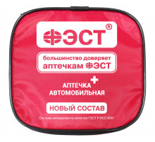 Аптечка автомобильная ФЭСТ в мягком красном футляре по приказу №260н от 24.05.2024