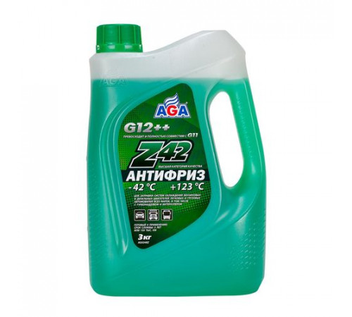 Антифриз, готовый к применению, зеленый, -42С, 3 кг, G-12++  AGA ЧЗ