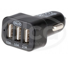 Разветвитель прикуривателя 3USB, 2.1А черное ALCA