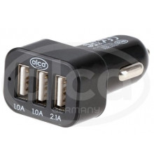 Разветвитель прикуривателя 3USB, 2.1А черное ALCA