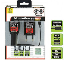 Зарядное устройство HEYNER для моб. устройств Премиум.3в1,для iPhone"5-12",iPad+2USB 12/24/220V